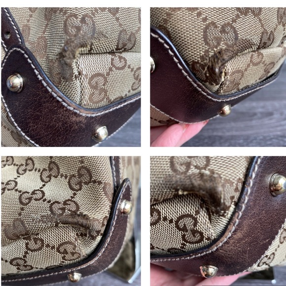 GUCCI Authentic Canvas Pelham Tote Bag Braided Leather Straps Horsebit Accents** - Picture 10 of 15